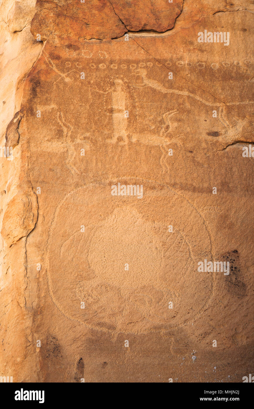 Rochester panel Felszeichnungen in der Nähe von Schmirgel, Utah Stockfoto