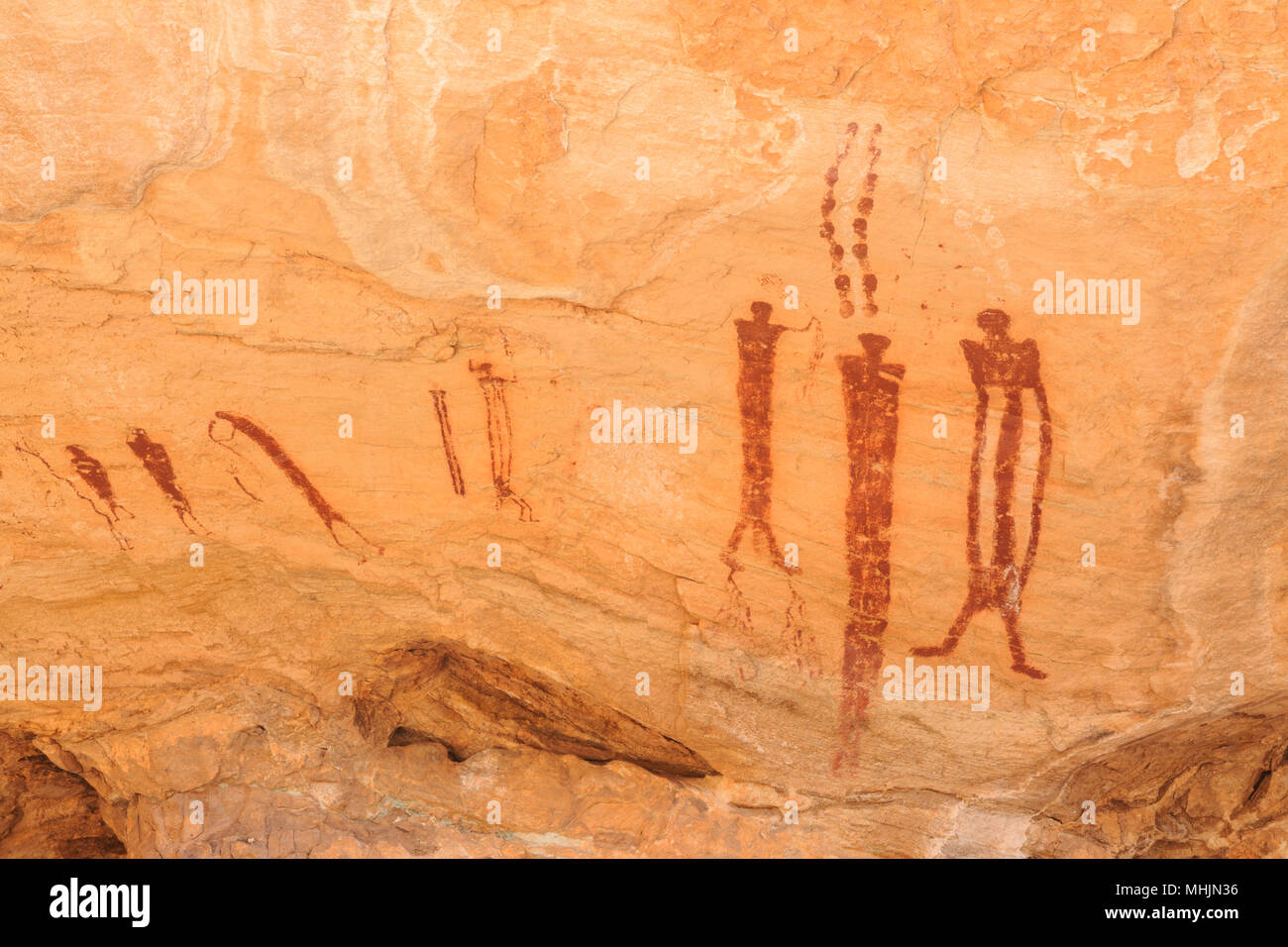 Piktogramme auf eine Felswand in Wild Horse Canyon in der Nähe von Hanksville, Utah Stockfoto
