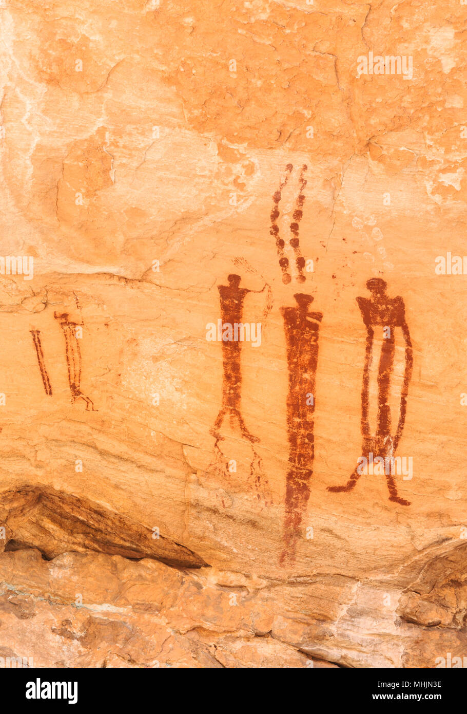 Piktogramme auf eine Felswand in Wild Horse Canyon in der Nähe von Hanksville, Utah Stockfoto