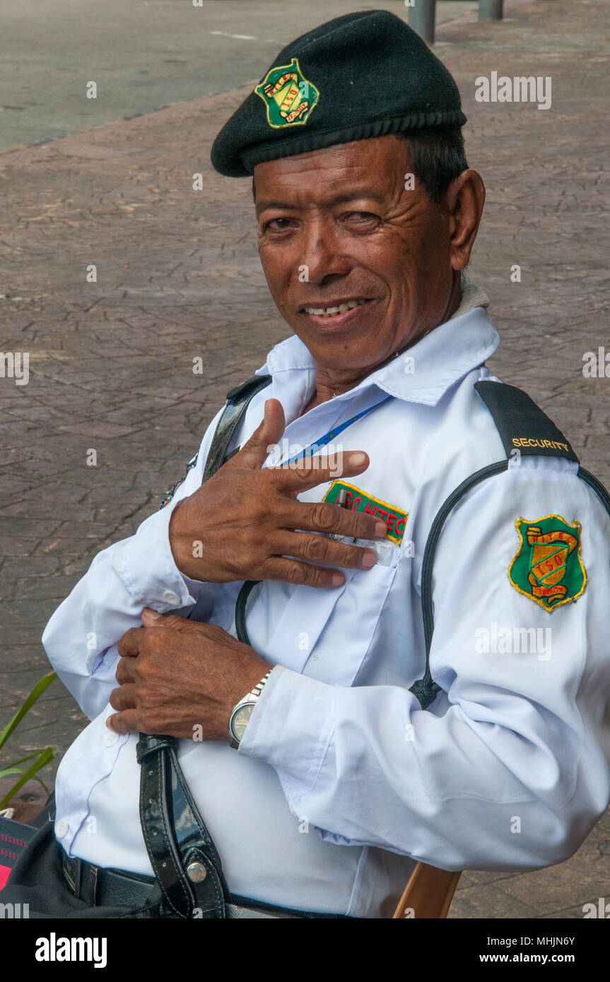 Security Guard, Kota Kinabalu, Sabah, Malaysia Borneo Stockfoto