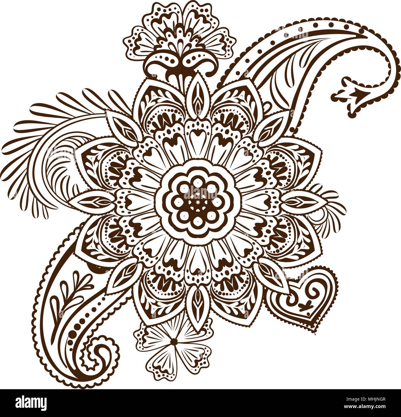 Henna Tattoo Blume Vorlage Mehndi Stil Satz Von Ornamentalen