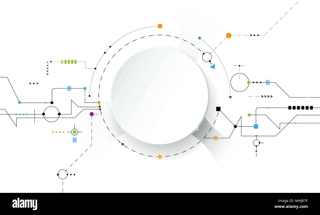 Vector Illustration abstrakte, futuristisch, Platine auf hellgrauen Hintergrund, modernen hi-tech digitale Technologie Konzept. Leeres weißes Papier 3d-Circ. Stock Vektor