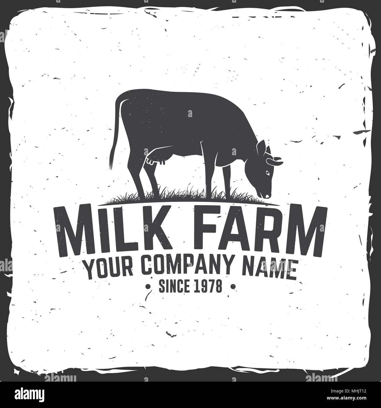 Milch Bauernhof Abzeichen oder Label. Stock Vektor