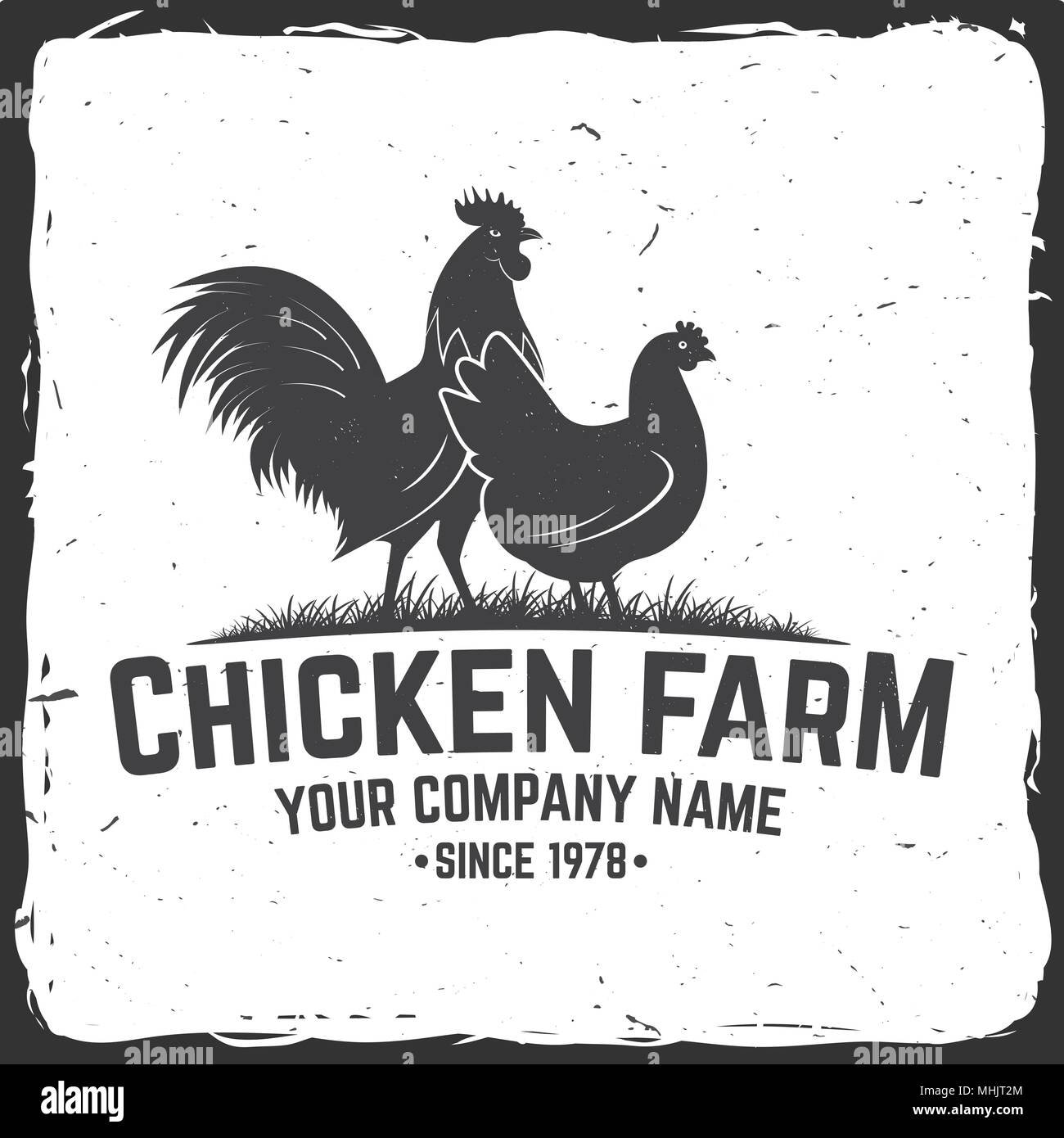 Chicken Farm Abzeichen oder Label. Vector Illustration. Stock Vektor