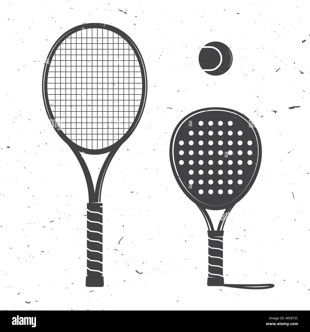 Satz von Tennisschläger und Tennis ball-Symbol. Stock Vektor