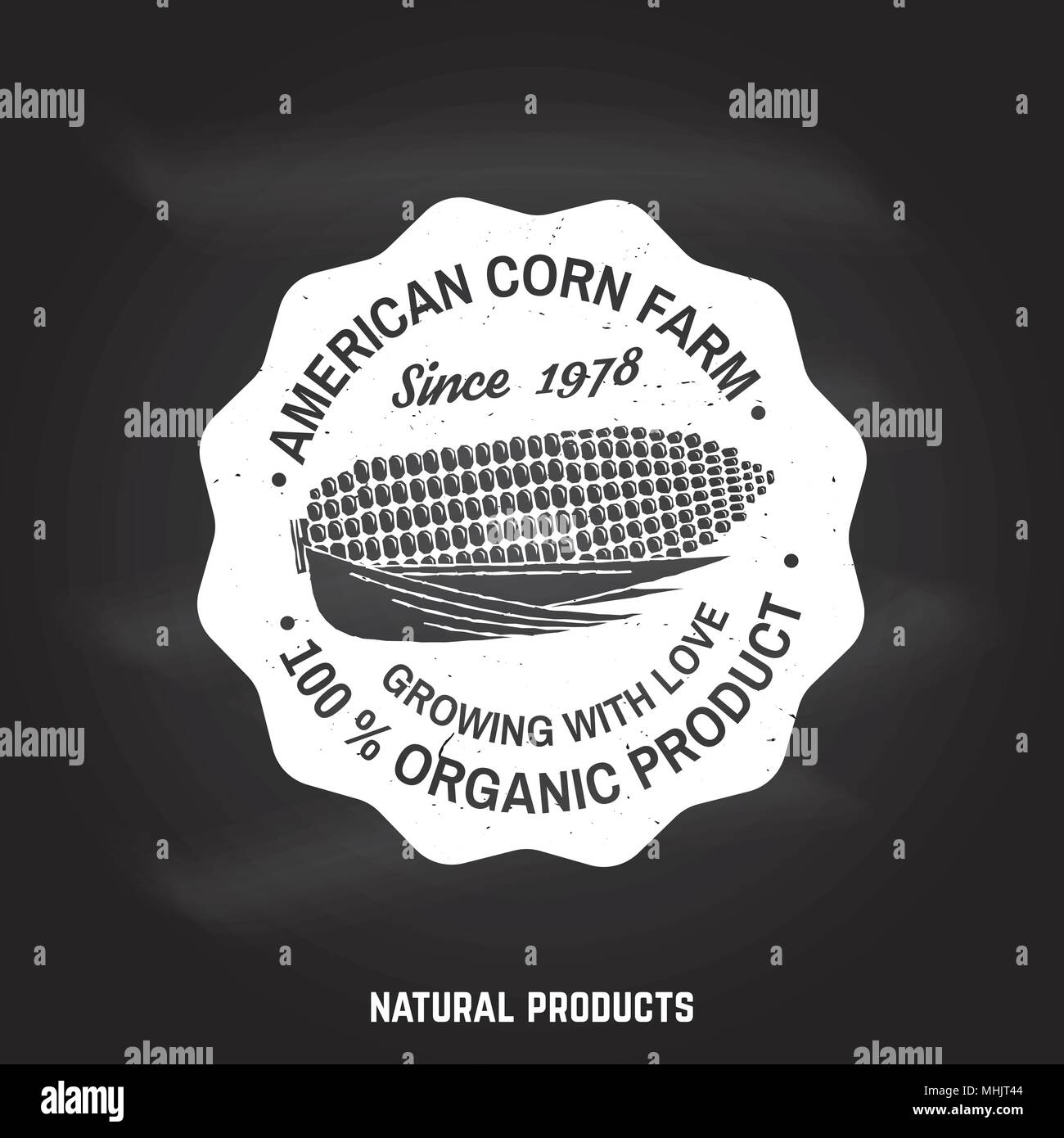 Amerikanische mais Farm Abzeichen oder Label. Vector Illustration. Stock Vektor