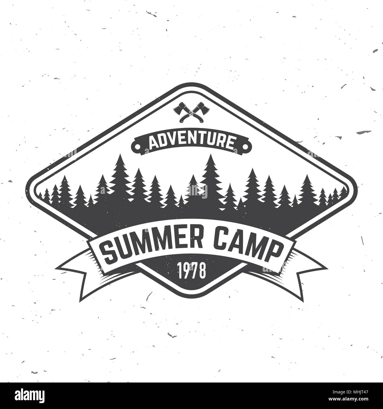 Sommer Camp. Vector Illustration. Konzept für Hemd oder Logo, Print, Stempel oder T-Stück. Stock Vektor