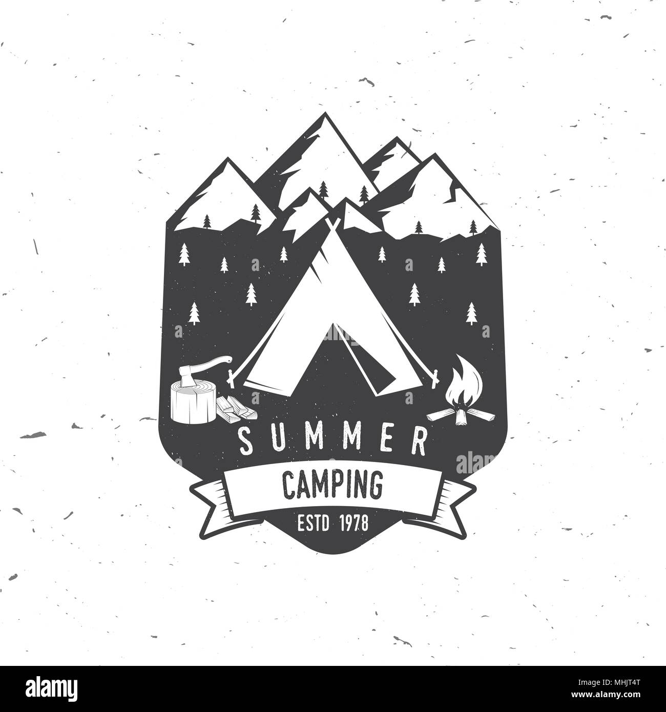 Sommer Camping Abzeichen. Vector Illustration. Stock Vektor
