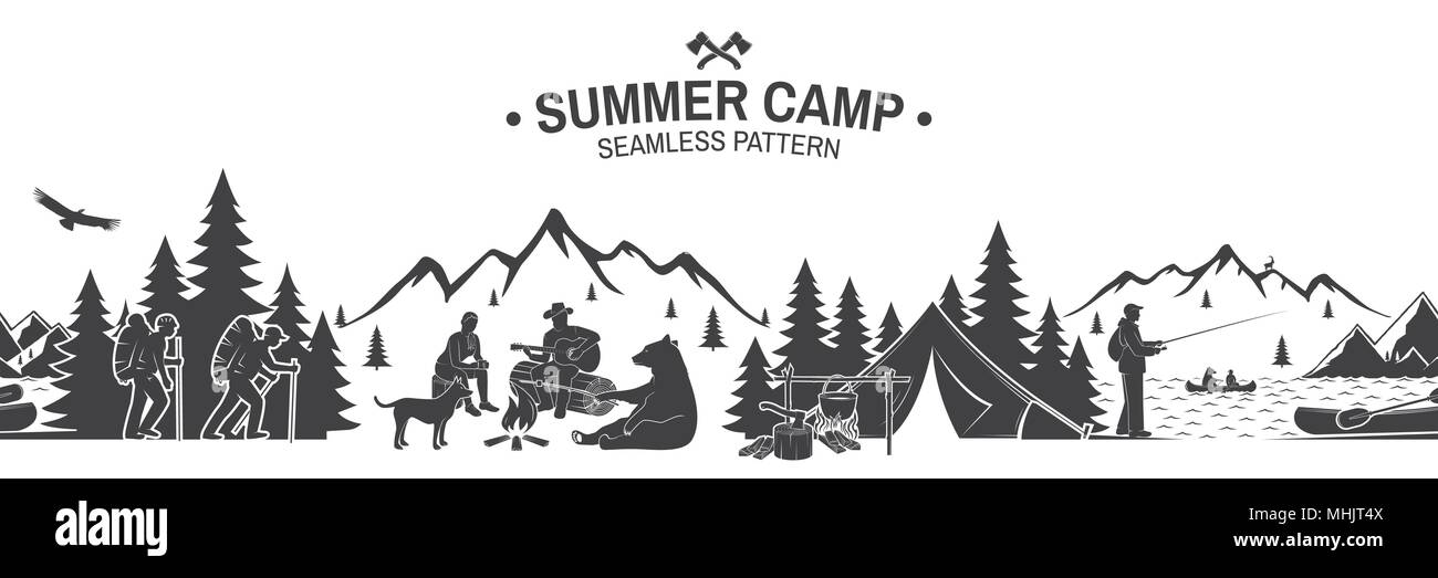 Sommer Camp nahtlose Muster. Vector Illustration. Stock Vektor