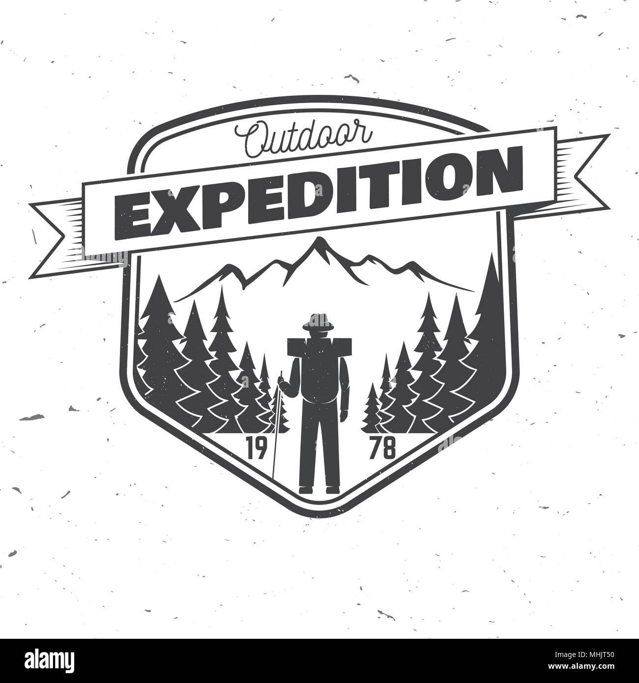 Outdoor expedition Abzeichen. Vector Illustration. Stock Vektor
