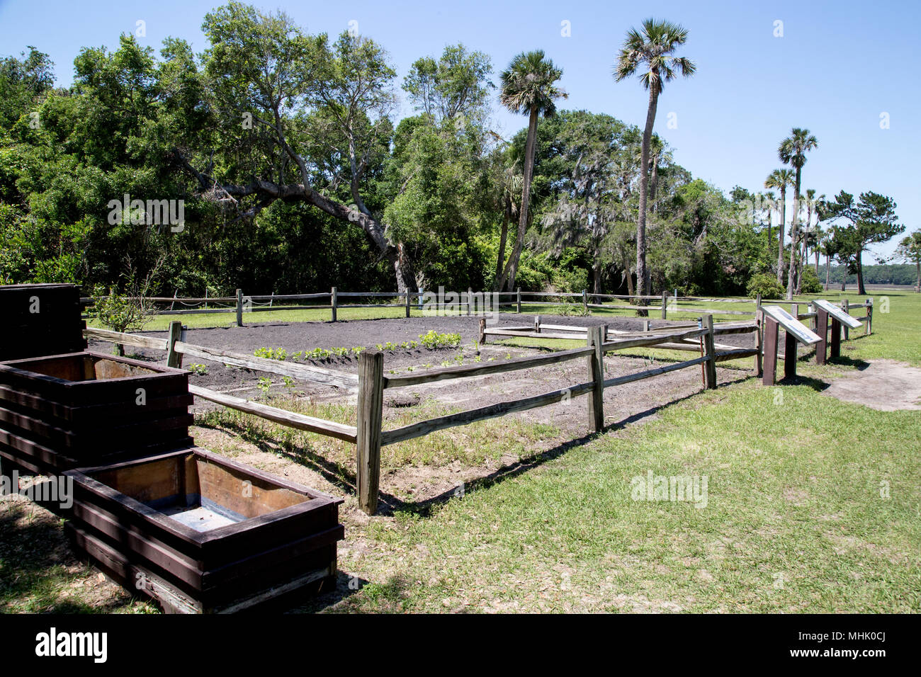 Kingsley Plantation bei timucuan Bewahren bietet ein Beispiel für eine historisch genaue Gemüsegarten Stockfoto