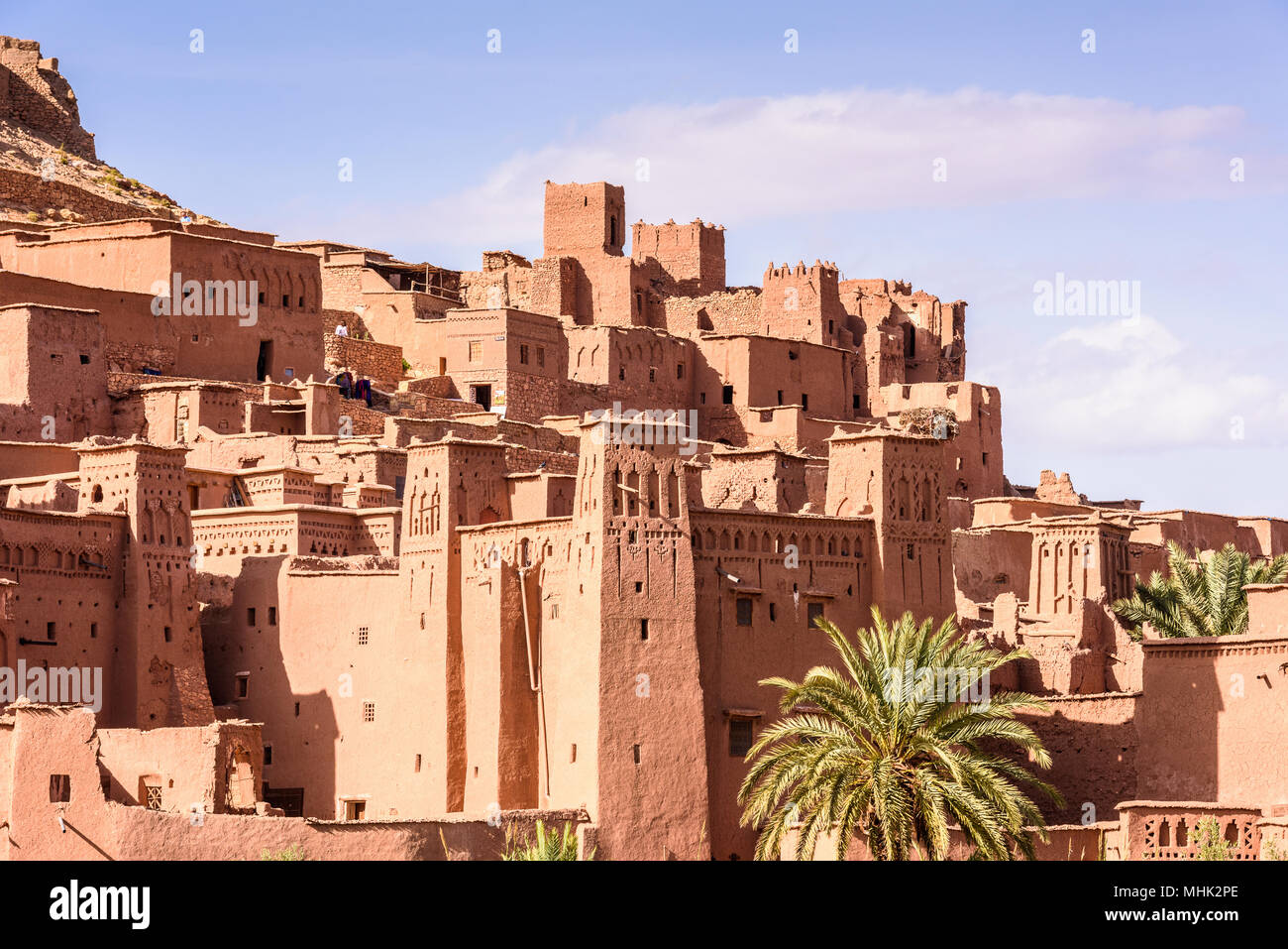 Kasr von Ait Benhaddou, eine befestigte Stadt, die ehemalige Wohnwagen weg von Sahara nach Marrakesch. UNESCO Welterbe, Marokko Stockfoto