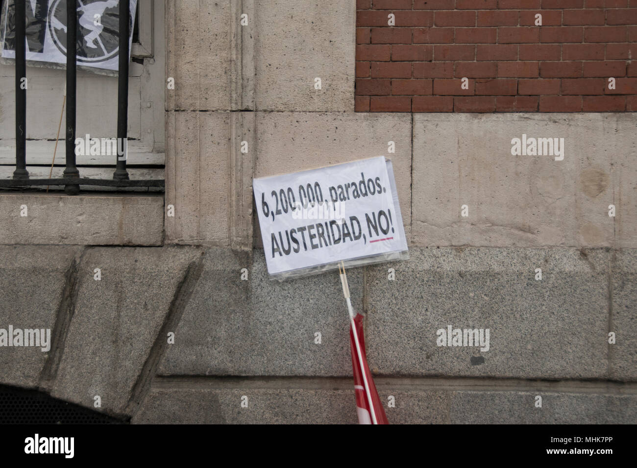 Madrid, Spanien 2013. Wenige Augenblicke nach dem Tag der Proteste. Stockfoto