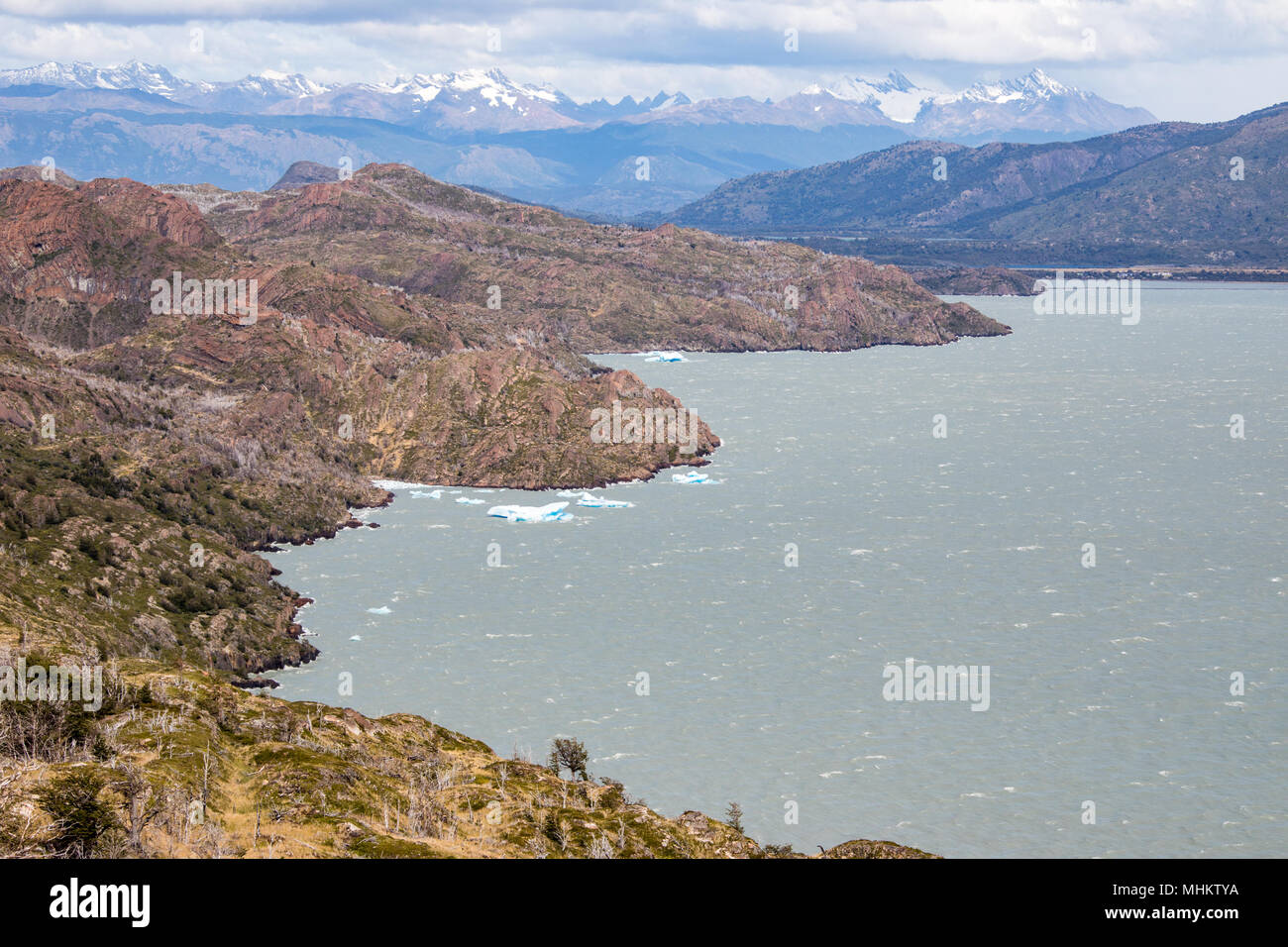 Eisbrocken brach auf den Gletscher, Lago Grey, Torres del Paine Nationalpark, Patagonien, Chile Stockfoto