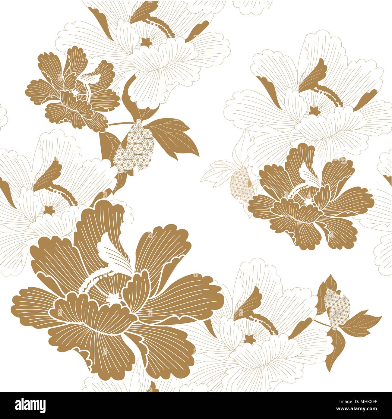 Japanische Hintergrund Vektor Gold Blumenmuster Stockfotografie Alamy
