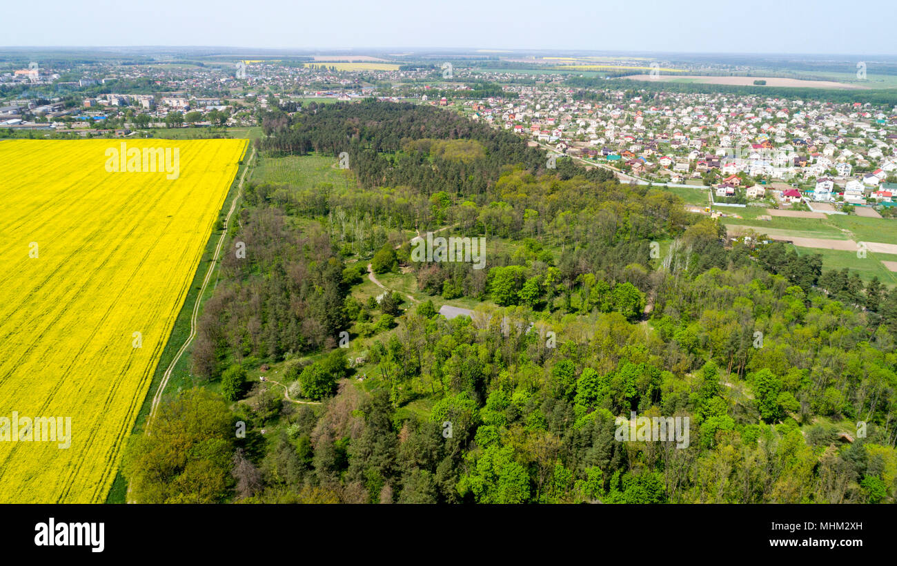 Luftaufnahme von Adolf Hitlers Bunker bleibt. Residence Werwolf in der Nähe von Winniza, Ukraine Stockfoto