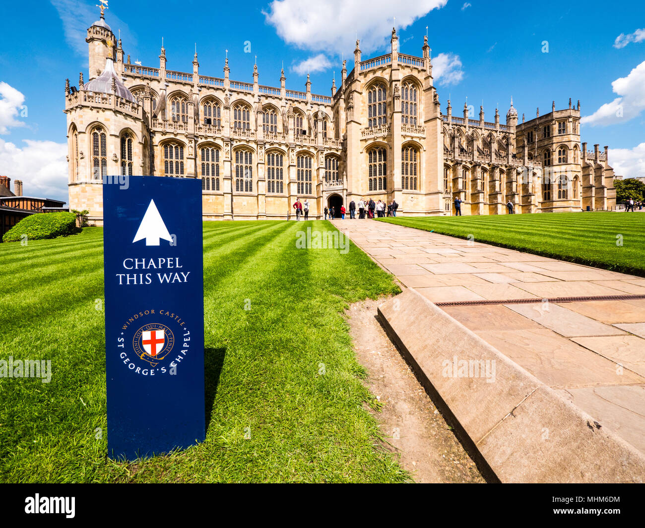 Die St Georges Kapelle, (Standort der 2018 königliche Hochzeit), Schloss Windsor, Windsor, Berkshire, England Stockfoto