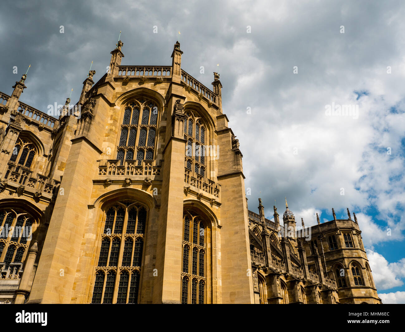 Die St Georges Kapelle, (Standort der 2018 königliche Hochzeit), Schloss Windsor, Windsor, Berkshire, England Stockfoto