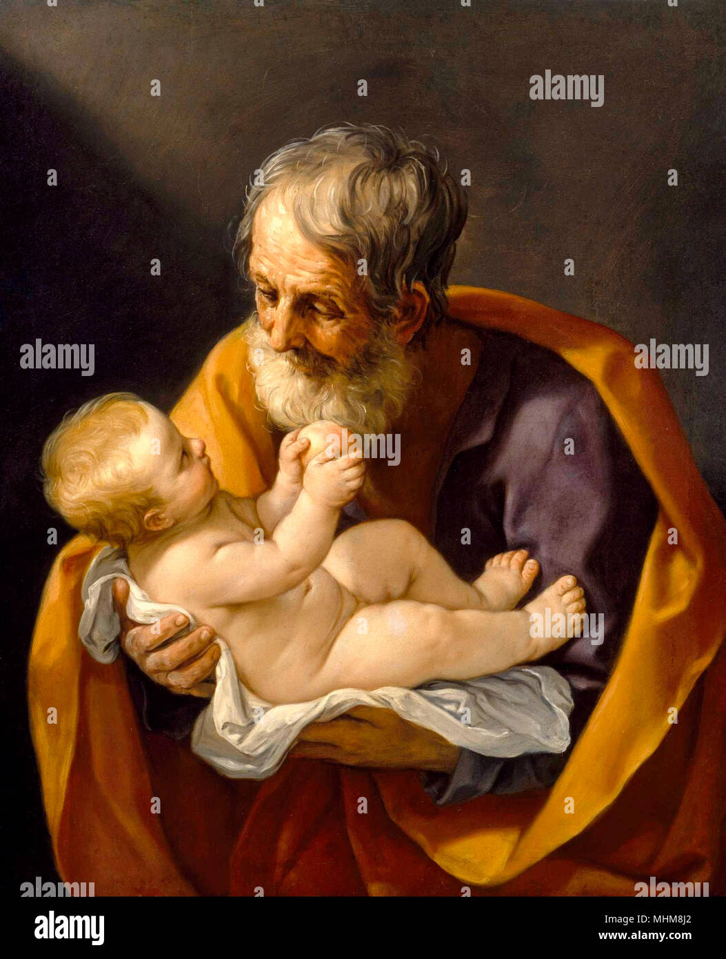 Saint Joseph und das Jesuskind, Guido Reni, ca. 1640 Stockfoto