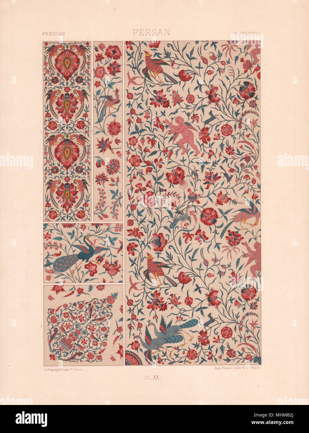 RACINET ORNEMENT POLYCHROME 20 Persische Kunst Muster Motive c 1885 Stockfoto