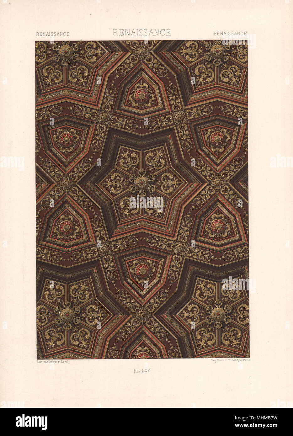 RACINET ORNEMENT POLYCHROME 65 Renaissance dekorative Kunst Muster Motive c 1885 Stockfoto