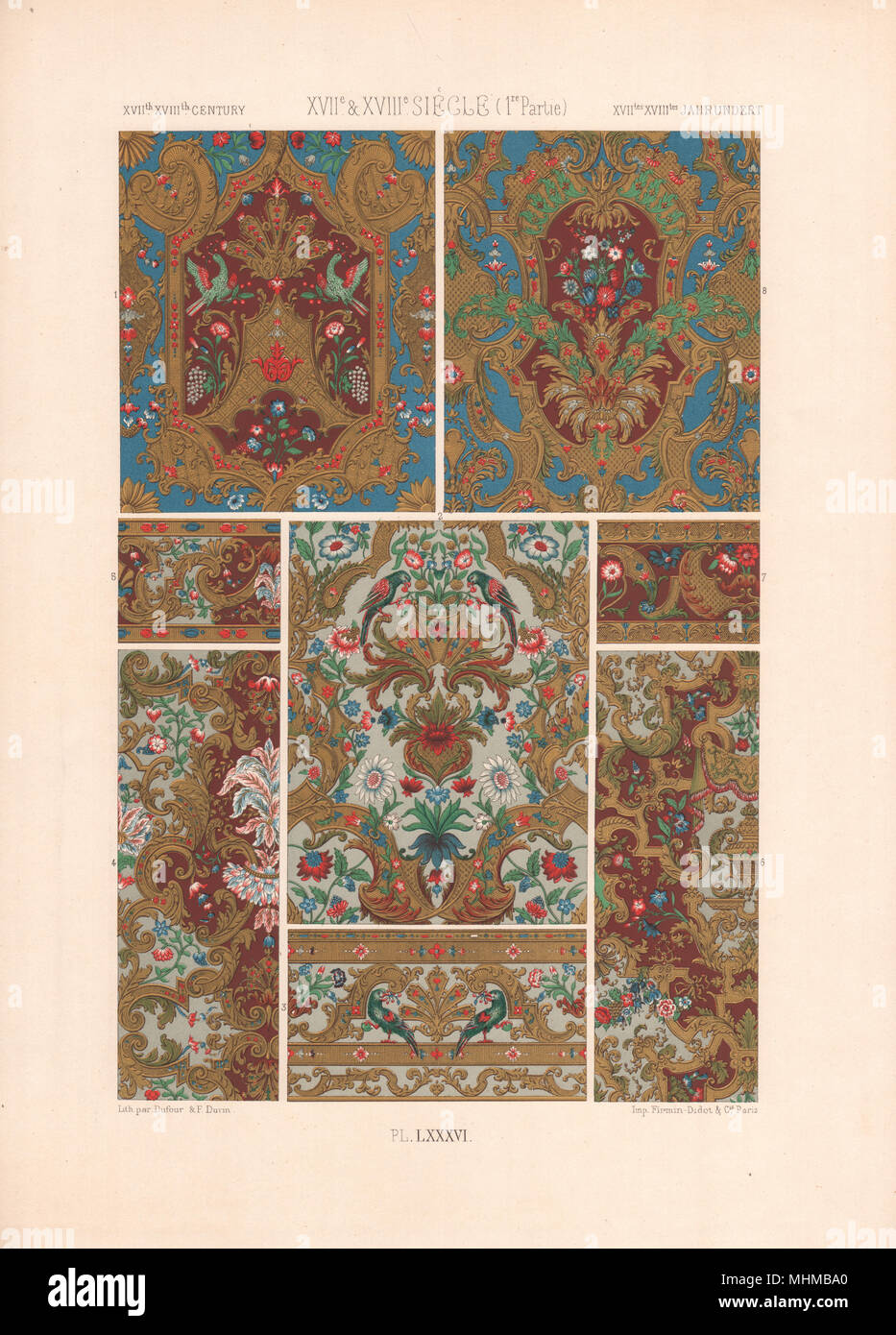 RACINET ORNEMENT POLYCHROME 86 17./frühen 18 C barocke Kunst Muster Motiv c 1885 Stockfoto