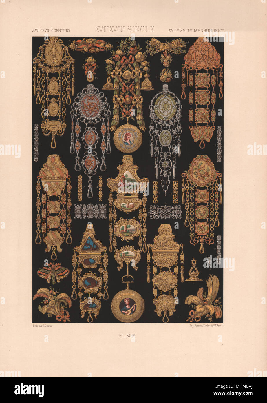 RACINET ORNEMENT POLYCHROME 94 17./18. Jahrhundert Rokoko kunst Muster Motiv c 1885 Stockfoto
