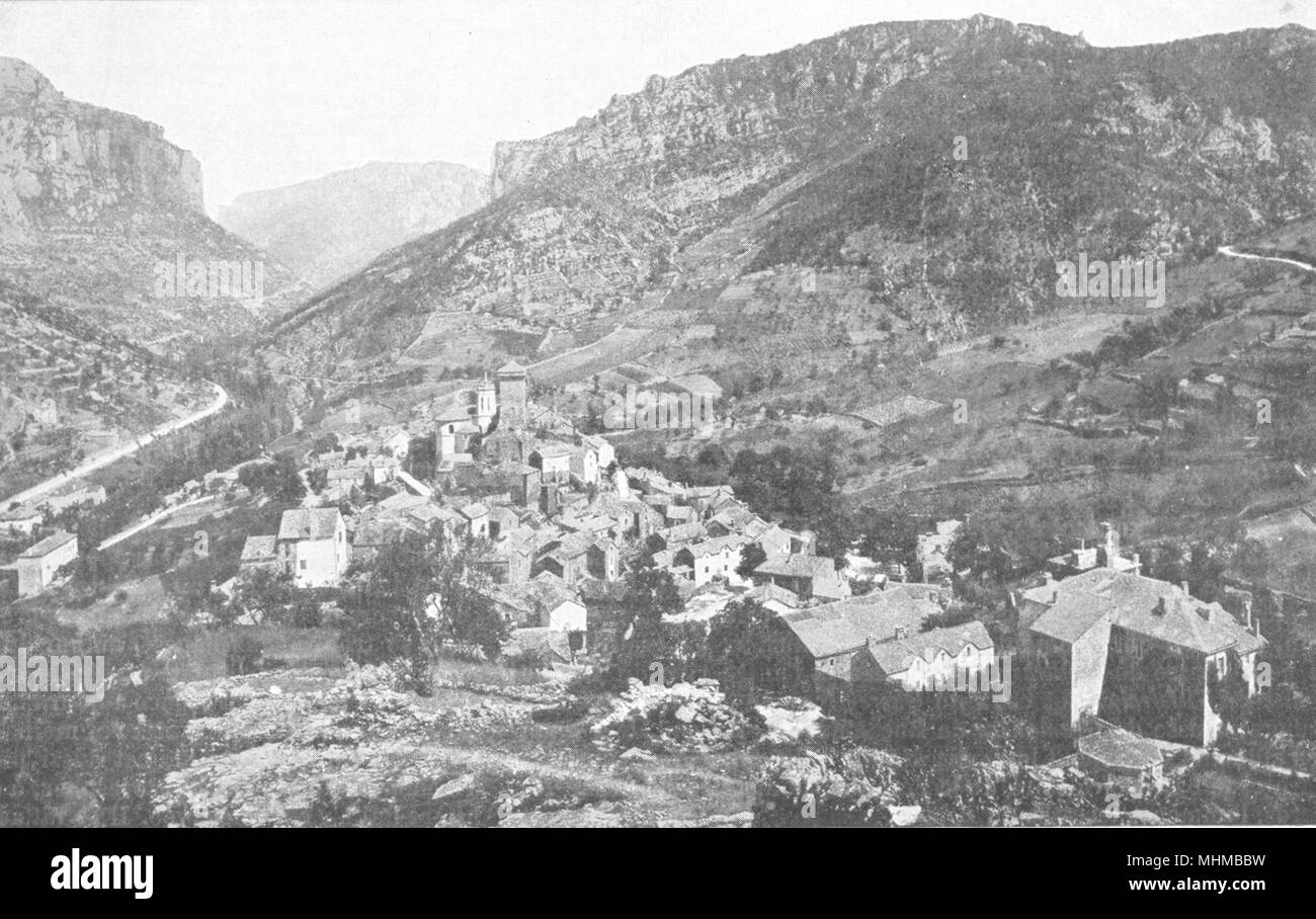 AVEYRON. Peyreleau, Sur Jonte, entre Causse Noir Pointe du Méjean 1900 Drucken Stockfoto