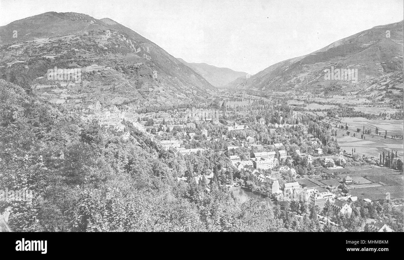HAUTE-GARONNE. Vallée de Luchon, Vue prise de la Chaumière 1900 alten Drucken Stockfoto