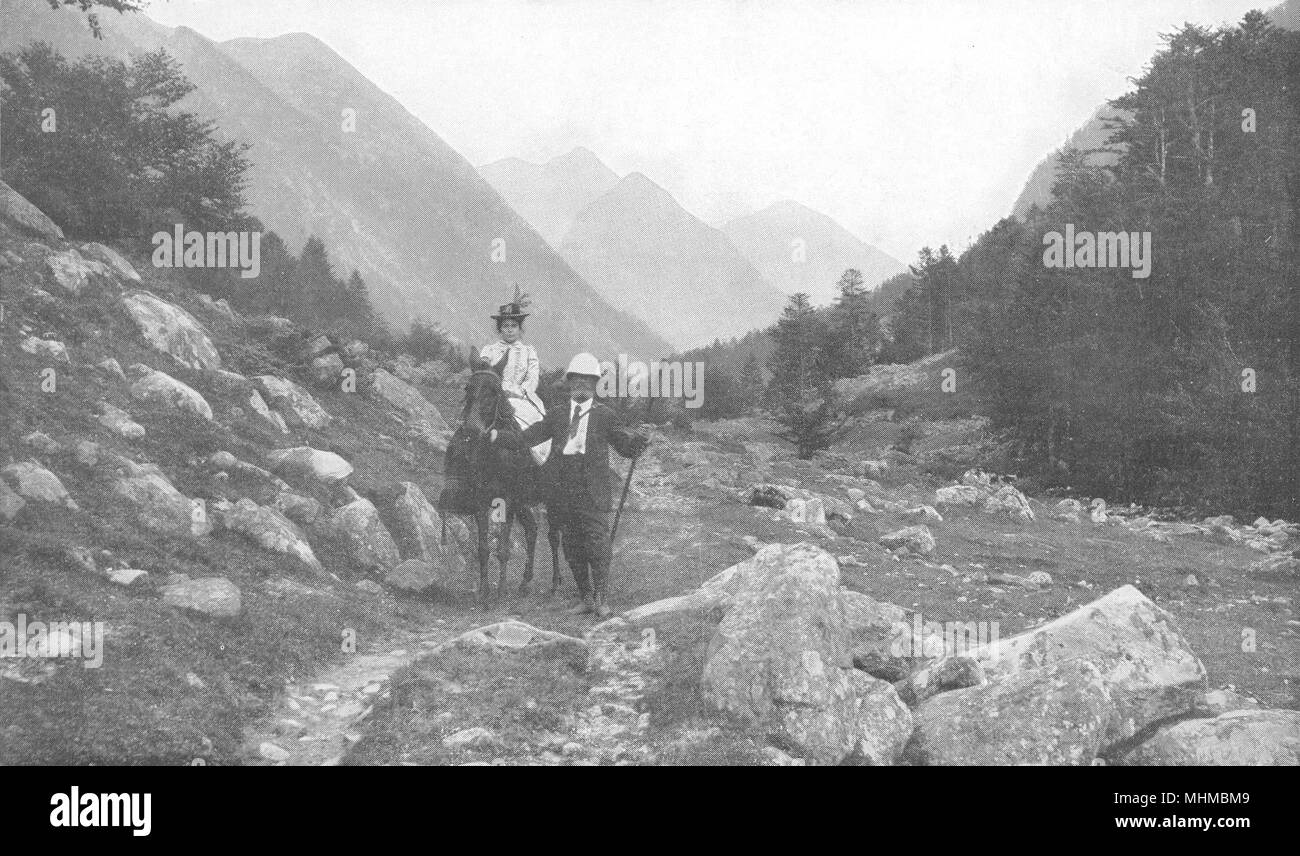 HAUTES-PYRÉNÉES. La Vallée du Marcadau Au-dessus de Cauterets 1900 alten Drucken Stockfoto