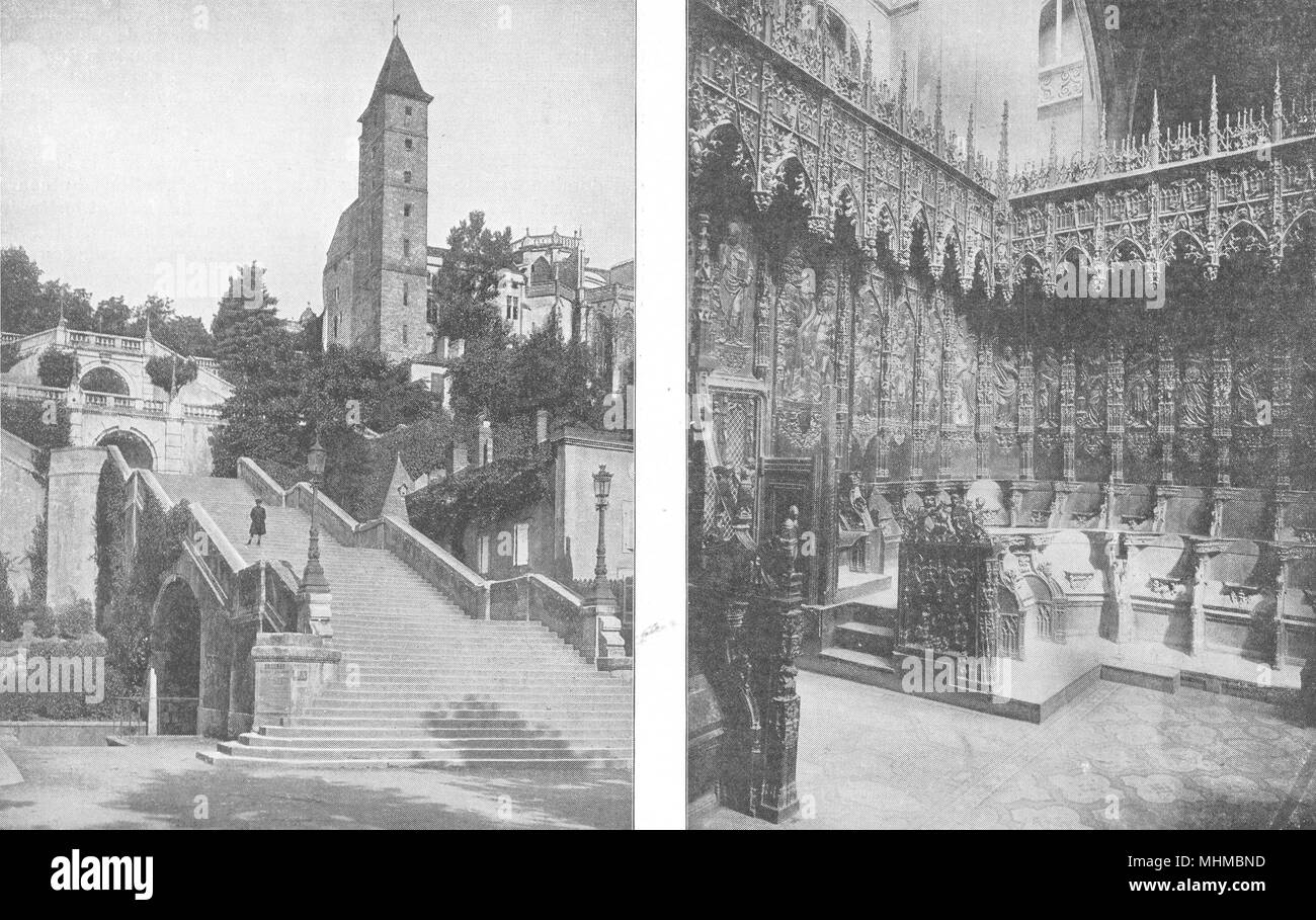 GERS. Auch. Escalier Monumentale tour Pénitencier;. Stalles Cathédrale 1900 Stockfoto
