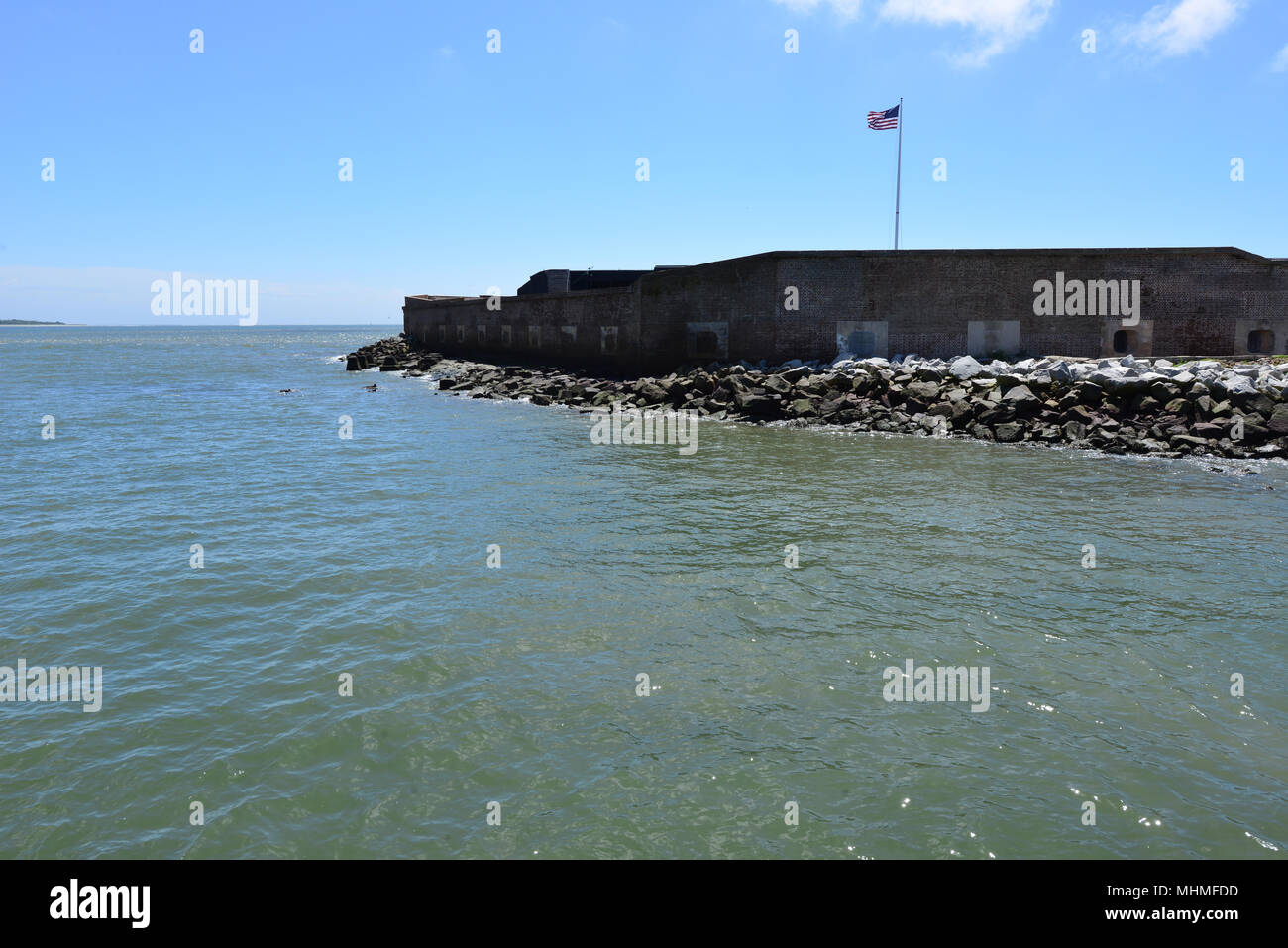 Fort in der Charleston Kanal, wo der Amerikanische Bürgerkrieg begann. Stockfoto