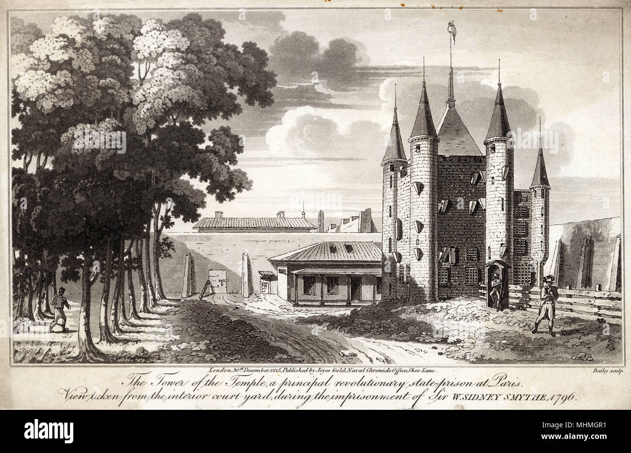Der Tempel Gefängnis in Paris, dargestellt während der revolutionären Periode. Datum: 1796 Stockfoto