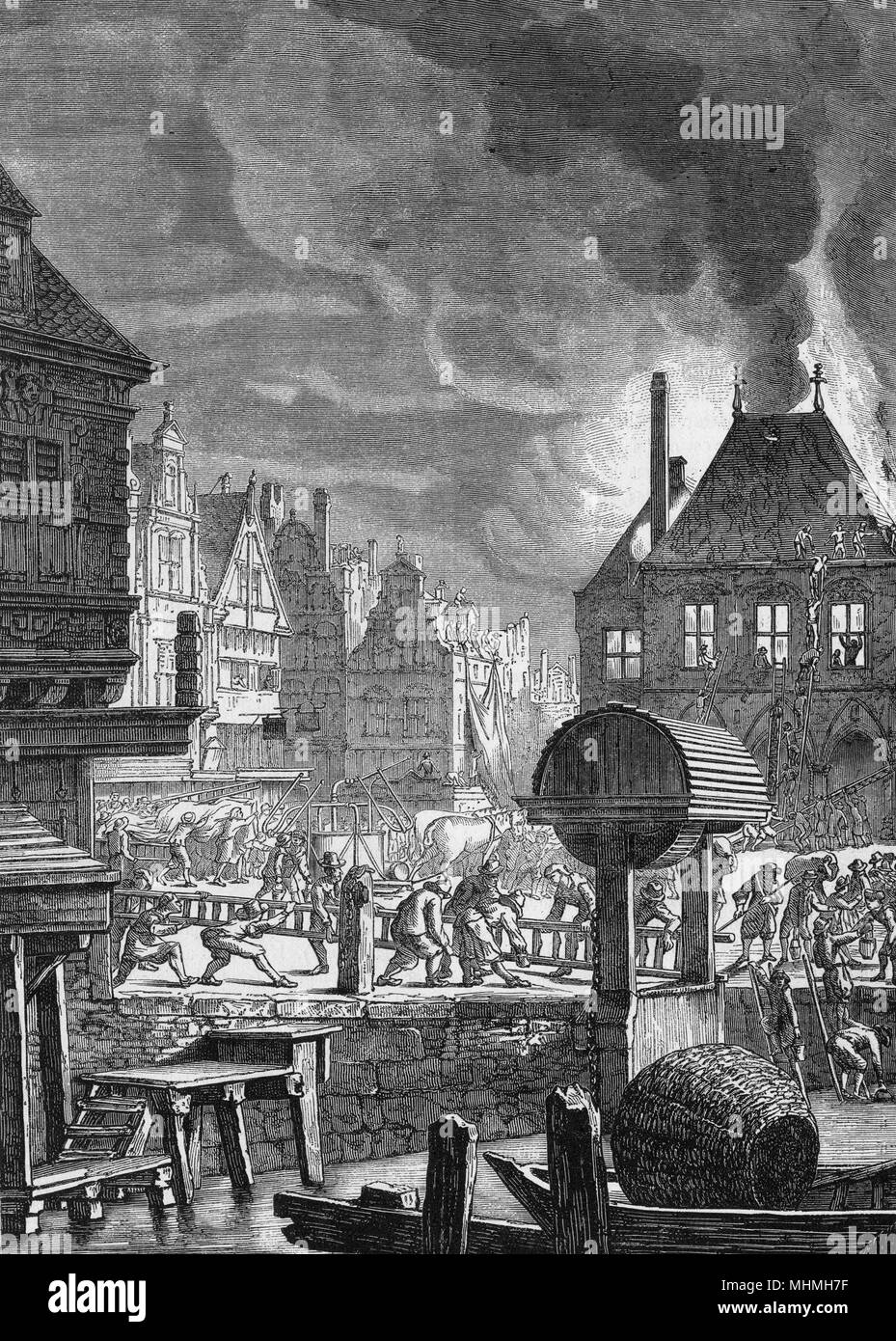 FEUER IN AMSTERDAM, 17C Stockfoto