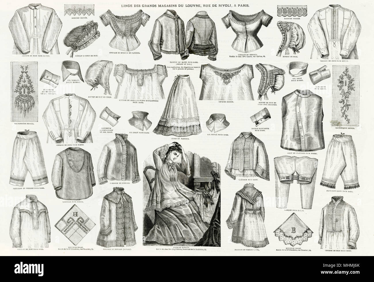 Auswahl viktorianischer Damenmode 1875 Stockfoto