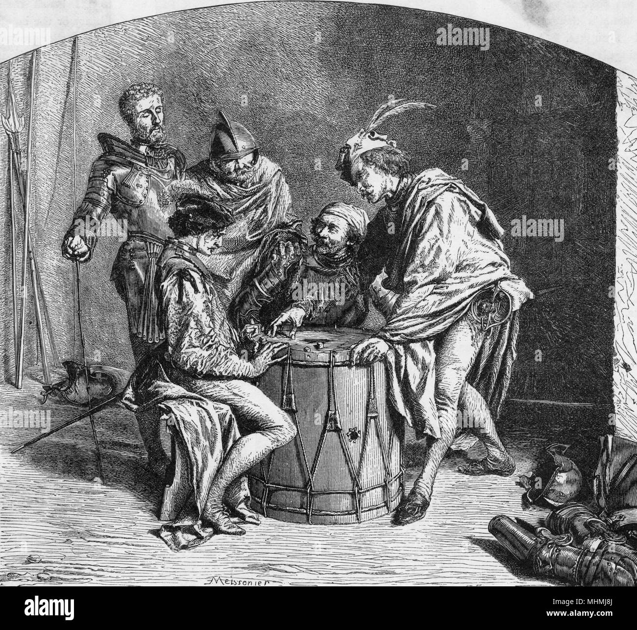 SOLDATEN WÜRFELN C19 Stockfoto