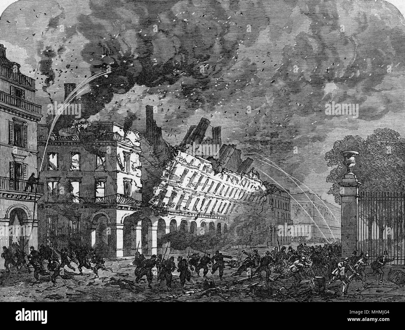 RUE DE RIVOLI DAMAGE 1871 Stockfoto