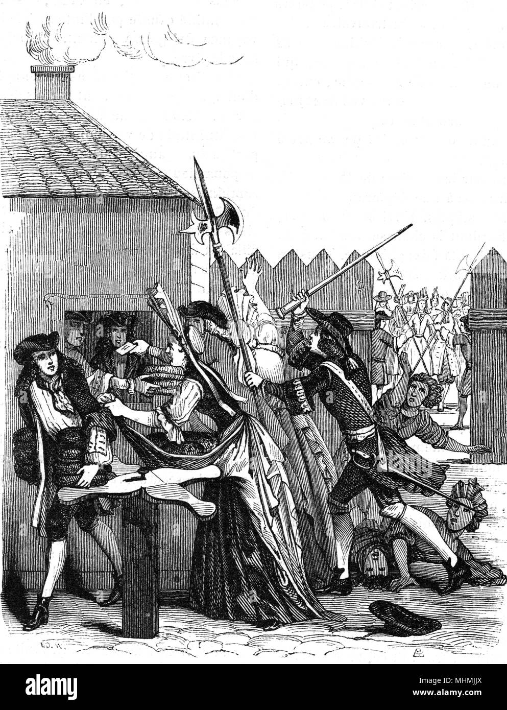 LEBENSMITTELKNAPPHEIT PARIS 1709 Stockfoto