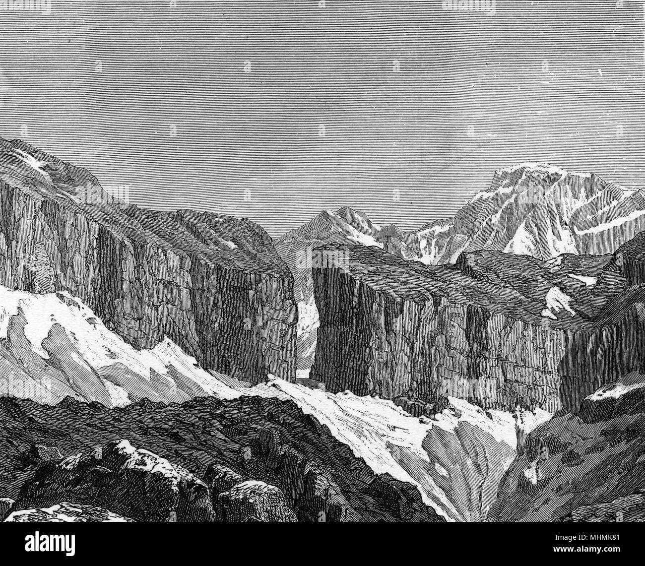 Pyrenäen: La Breche de Roland (Roland's Gap) Datum: ca. 1880 Stockfoto