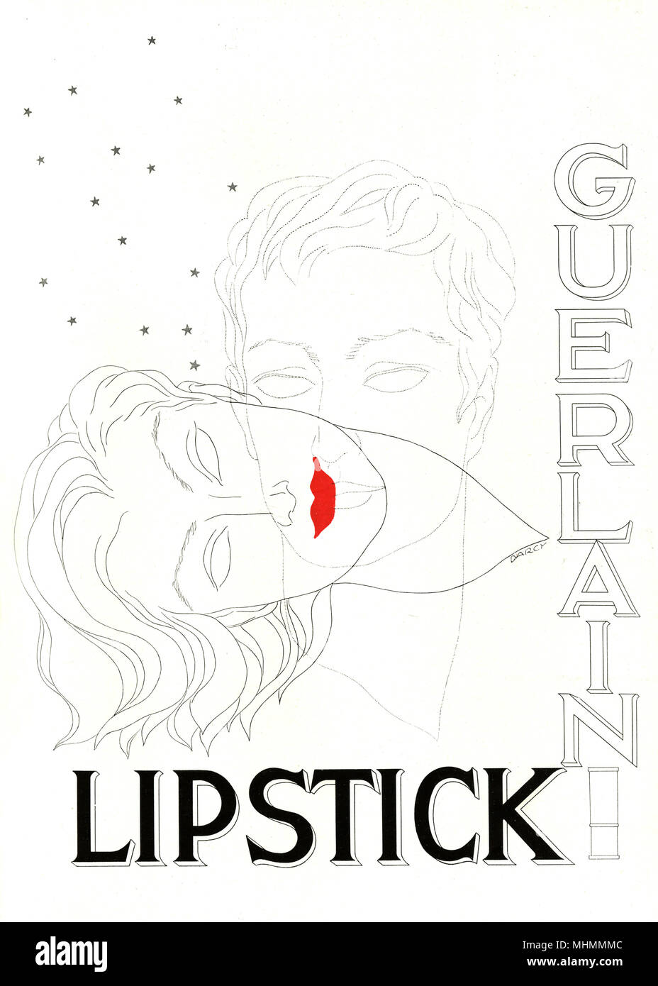 Anzeige für Guerlain Lippenstift 1936 Stockfoto