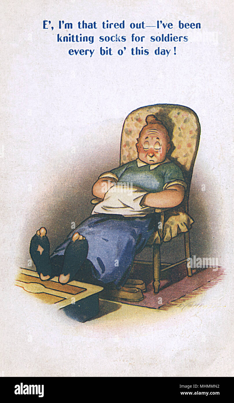 WW1 Stricken - Comic-Postkarte Stockfoto