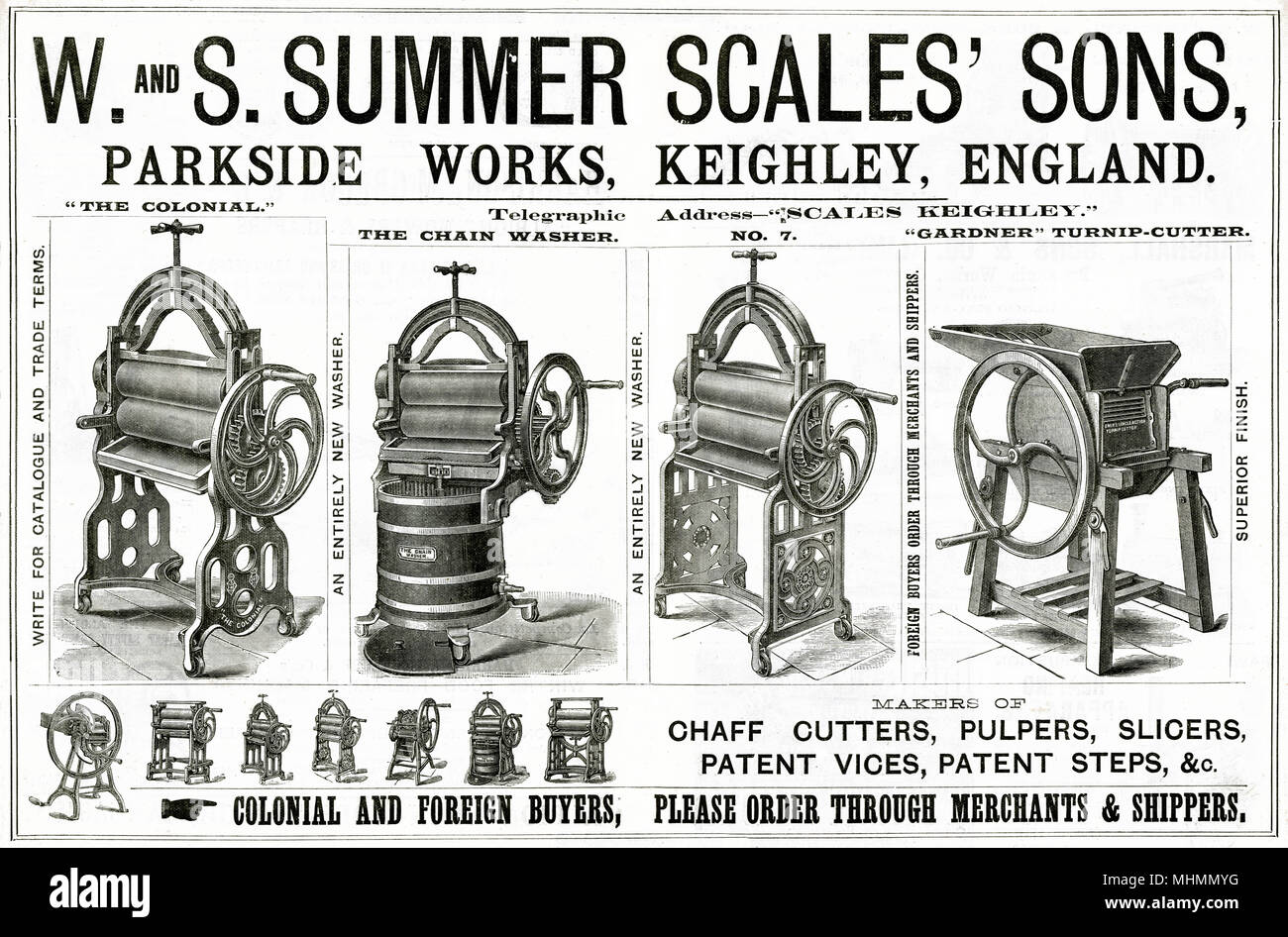 Werbung für W & S Summerscales & Sons Haushaltsgeräte 1888 Stockfoto