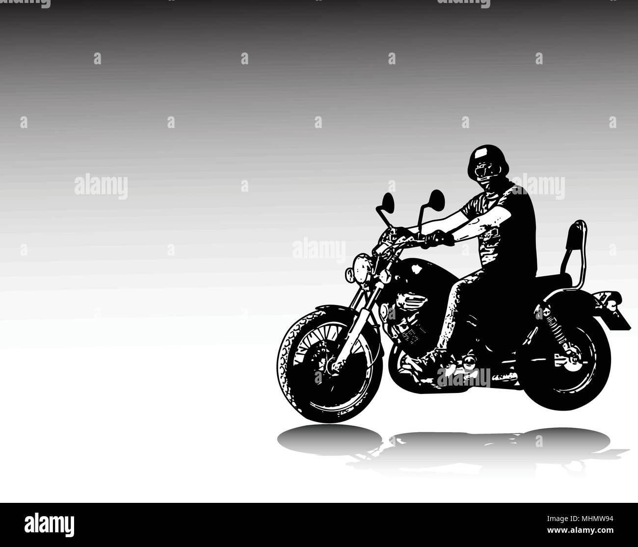 Motorradfahrer reiten Oldtimer Motorrad Skizze Illustration - Vektor Stock Vektor