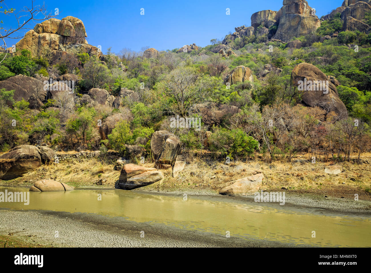 Balancing rocks im Matobo Nationalpark, Simbabwe. Stockfoto