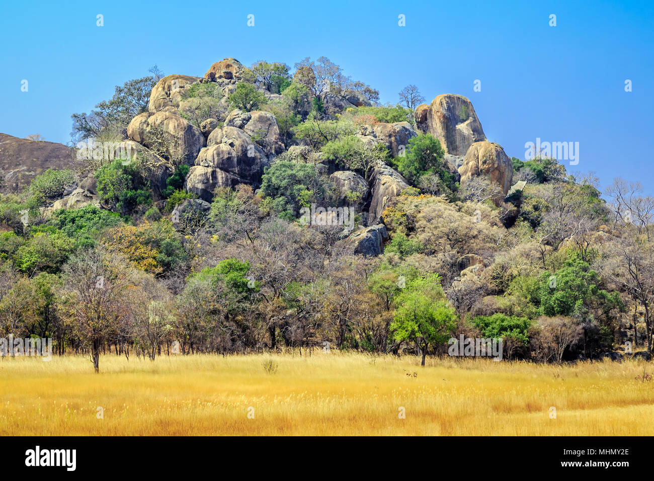 Felsformation im Matobo Nationalpark, Simbabwe. Stockfoto