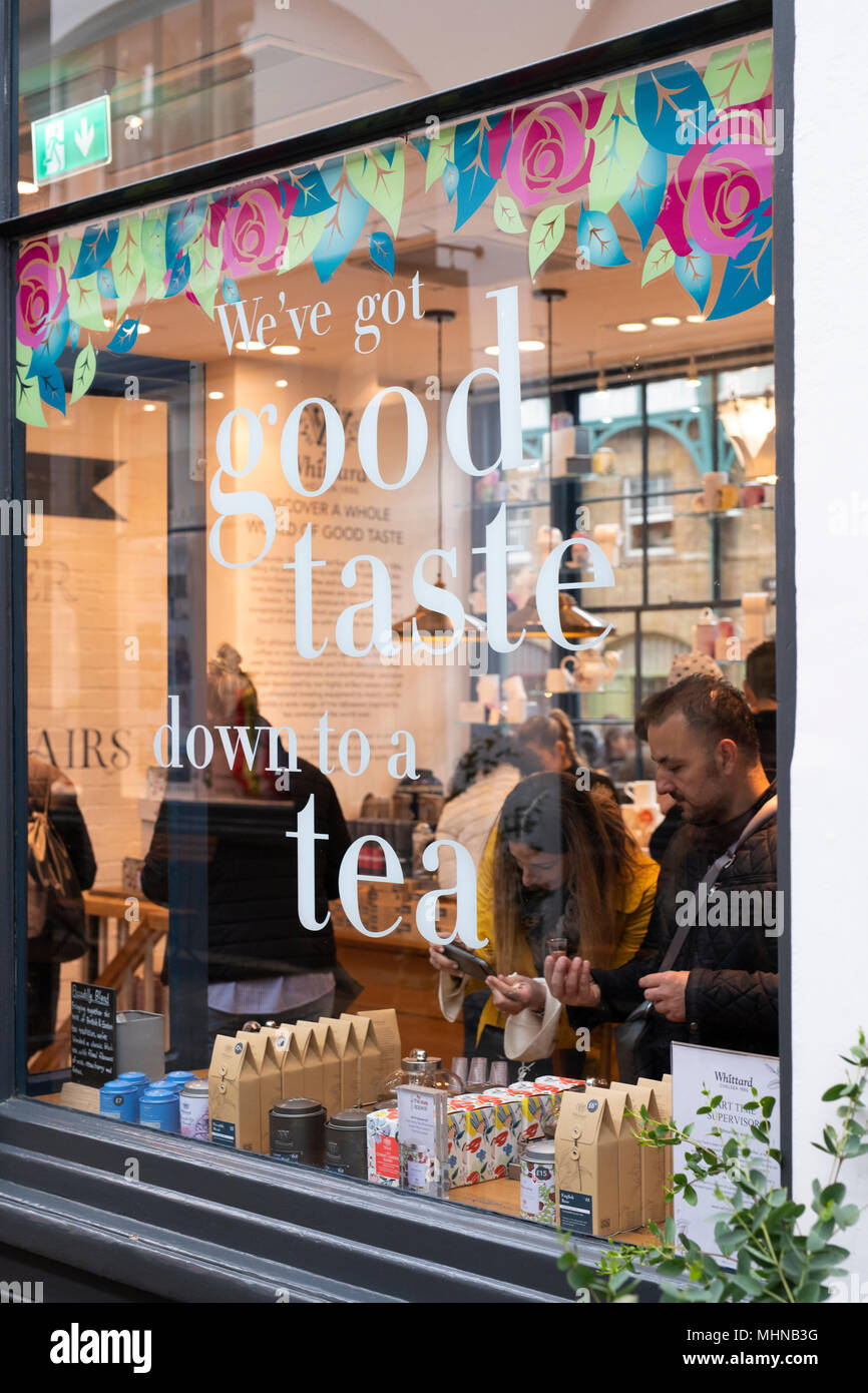 Whittard von Chelsea Schaufenster in Covent Garden, London Stockfoto