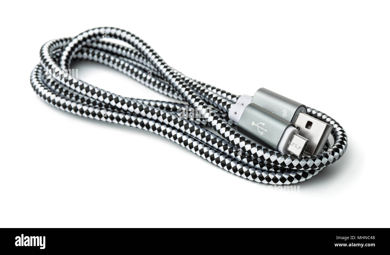 USB USB-Kabel isoliert auf Weiss micro Stockfoto