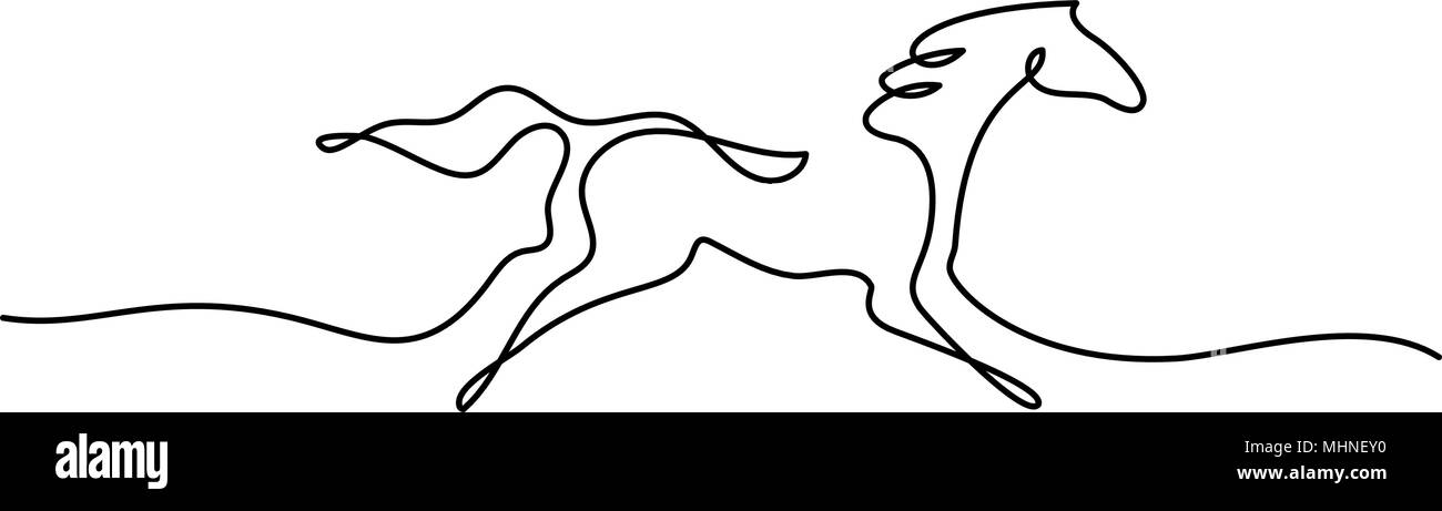 Kontinuierliche eine Linie zeichnen. Horse Logo Stock Vektor