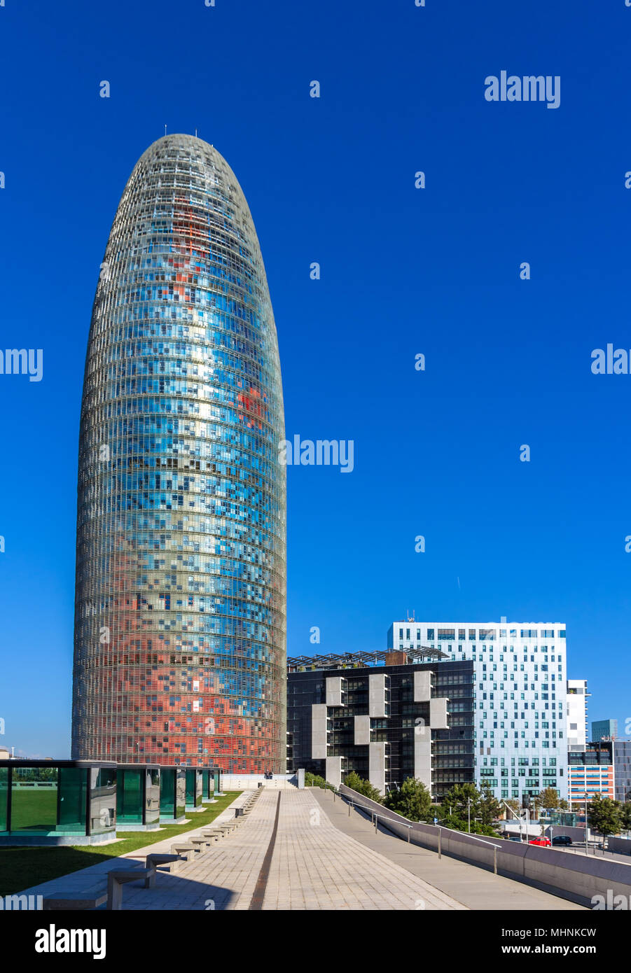 Torre Agbar, einem Hochhaus in Barcelona, Spanien Stockfoto