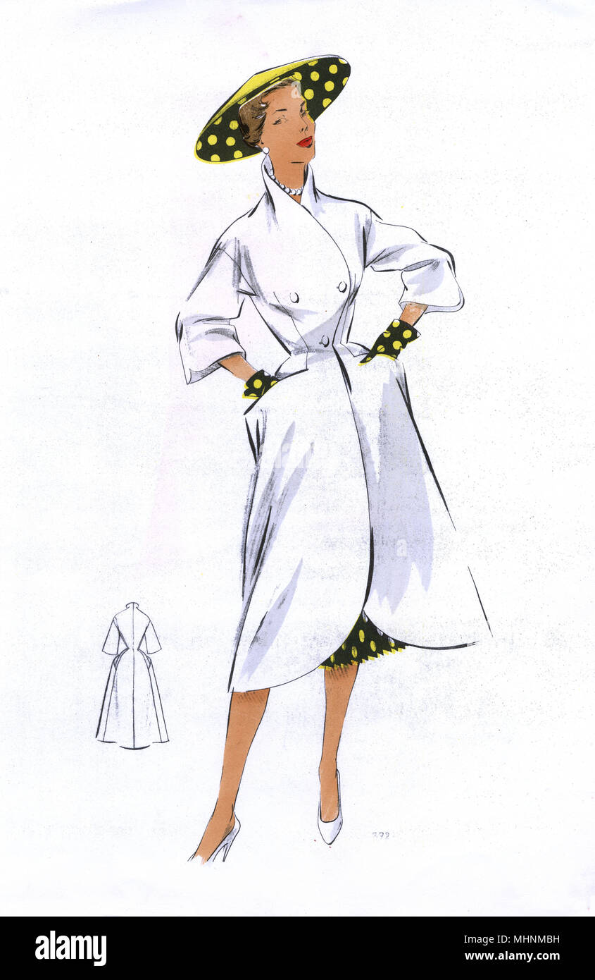 Fashion Plate - 1950er - Französisch - Damenkostüm Stockfoto